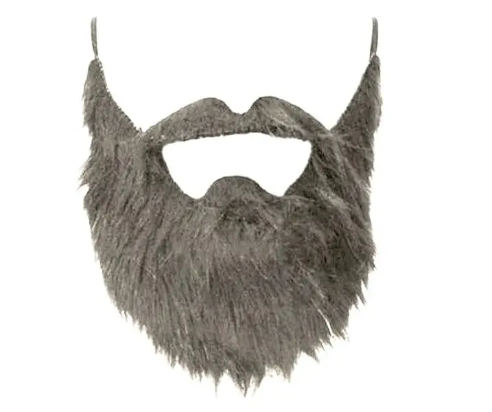 212 MAIN Menswear Elastic Full Grey Beard & Mustache Halloween Costume (1137-G), 1 size, Elastic Band, 8" Length, Fits Most, Ideal for Halloween Looks, One Size