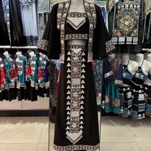 Flowery Backless Mini Dress Ethnic Silver-Adorned Embroidered Dress Set | Traditional Tribal Handmade Gown