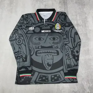 1998 World Cup Mexico National Team Away Long Sleeve Retro Soccer Jersey Black