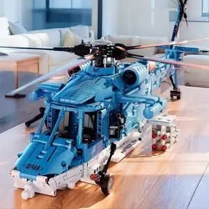 Blue Airplane Building Blocks Set, Creative Building Blocks, Helicopter & Large Plane Toys, Perfect Gift for Family, Model Xinghao, No Battery Included