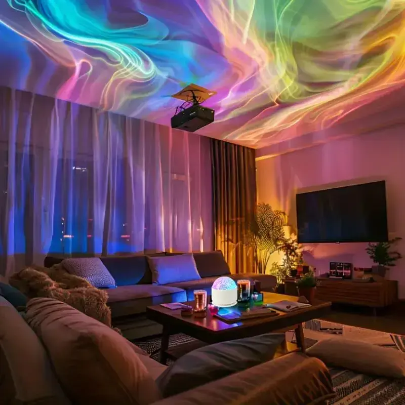 2 Scene -Ocean Wave & 3D Water RippleProjector Light-16-Color Round Lamp withControl, Relaxation & Romantic Night Ambience TikTokShopJumpstartSale   mothersdaygift BackToSchool