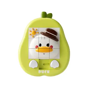 Picture Sliding Puzzle Game, Cute Duck and Dinosaur Designs, Marble Maze Background, Adorable Gift for Kids, Fun Educational Toy