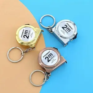 3-Piece Durable Abs Mini Tape Measure Keychain Set, 2m/78.74 Inch Retractable Measuring Tool, Portable Keyring Accessory, Home and DIY Manual Measurement