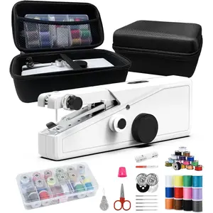 Handheld Sewing Machine for Beginners Portable Cordless Mini Sewing Machine Complete Sewing Kit & Accessories Easy Electric Stitching for Home Travel & DIY Repairs White