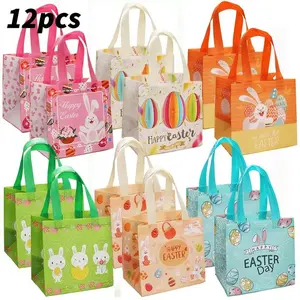 Easter Gift Bag Set, Reusable Gift Bag with Handle, Foldable Non-woven Bag for Easter Party, Gift Wrapping Supplies