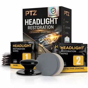 PTZ Ceramic Headlight Restoration Kit – Guaranteed To Last As Long As You Own Your Vehicle – Brings Headlights Back to Like New Condition - No Power Tools Required - 8 Wipe Kit