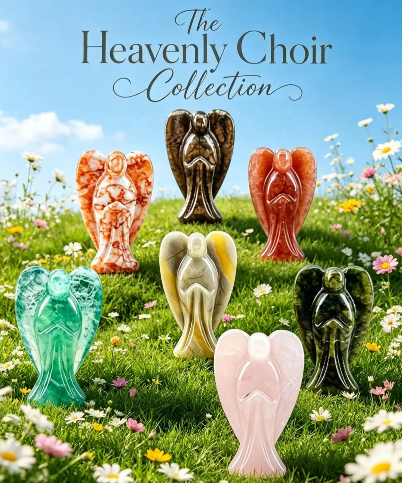 1countHandcraftedNaturalCrystalAngelFigurine–GuardianAngelStoneSculpture