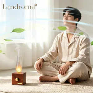 Landroma square  High-End Sapele Wood Aroma Diffuser – Two-Fluid Home Fragrance Diffuser with Ambient Light,  RX350
