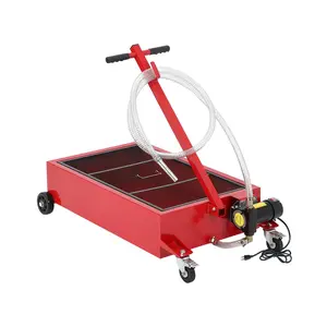 GARVEE Low Profile 20-Gallon Metal Oil Drain Pan Cart with 110V 180W Electric Pump, 8FT Hose, and Folding Handle for Efficient Oil Changes on Cars, SUVs, Trucks, Buses, RVs - Red