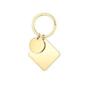 Stainless Steel Rhombus Keychain Golden