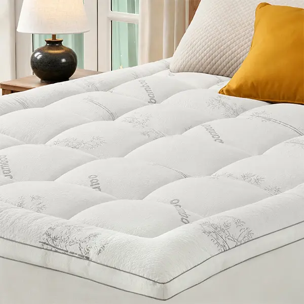 【KRIMANO】Memory Foam Mattress Topper - Viscose Made from Bamboo Pillow Top Thick Queen Size Mattress Pad for Back Pain, Ultra Soft & Cooling for Hot Sleepers, 6-18'' Deep Pocket bedroom