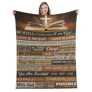 Soft & Comfortable Flannel Blanket with Inspirational Bible Verses & Cross Art – Ideal for Devout Christians, Spiritual Seekers, Cozy Reflection & Prayer Times, Bedroom Decor, and a Unique Gift for Those Who Adore Faith-Filled, Uplifting Home Accents