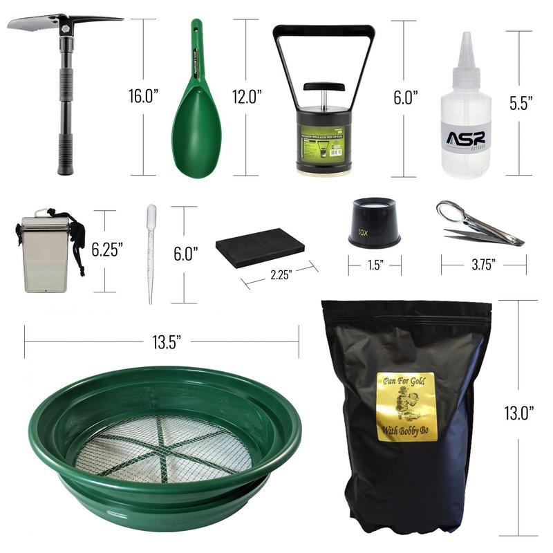 ASR Outdoor 10LB Gold Paydirt Complete 24pc Green Gold Prospecting Kit with 5 Gallon Bucket
