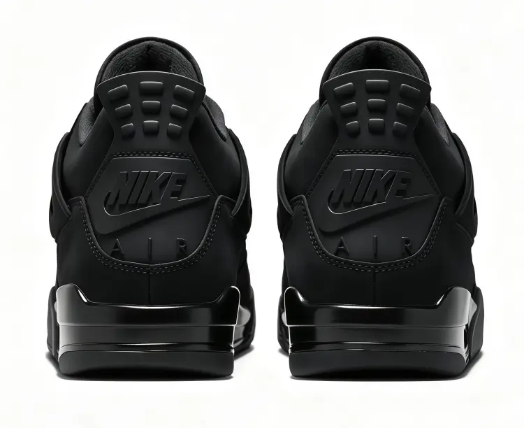 All‑Black Mid‑Top Unisex Retro Basketball Sneakers, Breathable Mesh Leather Blend Upper Lace‑Up Sport Shoes, Visible Air Cushion Durable Rubber Outsole Shock‑Absorbing for Street Style Daily All‑Season Wear