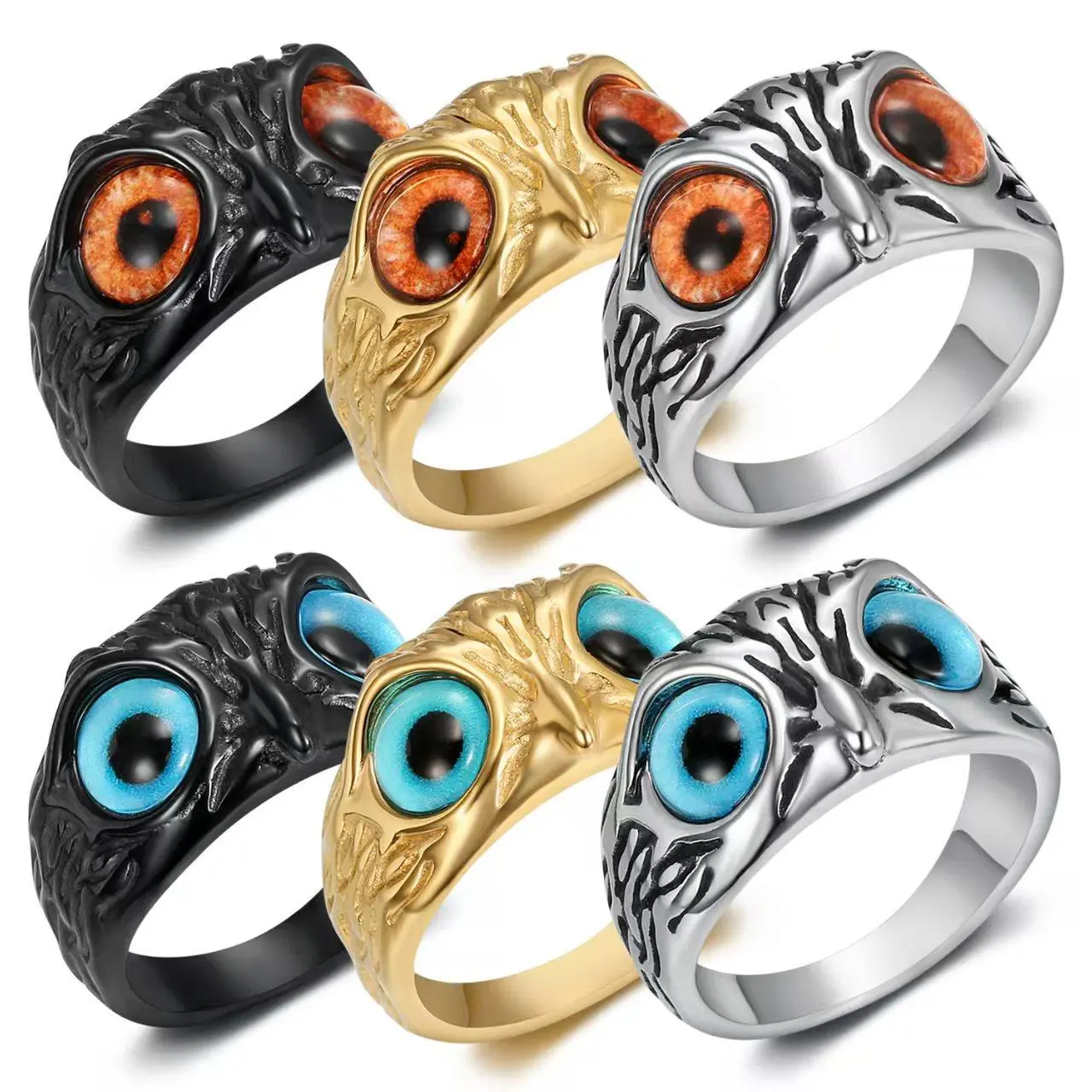 Punk Vibe Owl Statement Ring - Stainless Steel Geometric Vintage Ring, Fashion Wedding Gift for Birthdays, Costume Jewelry Accessory, Geometric Design Ring, Vintage Rings Jewelry