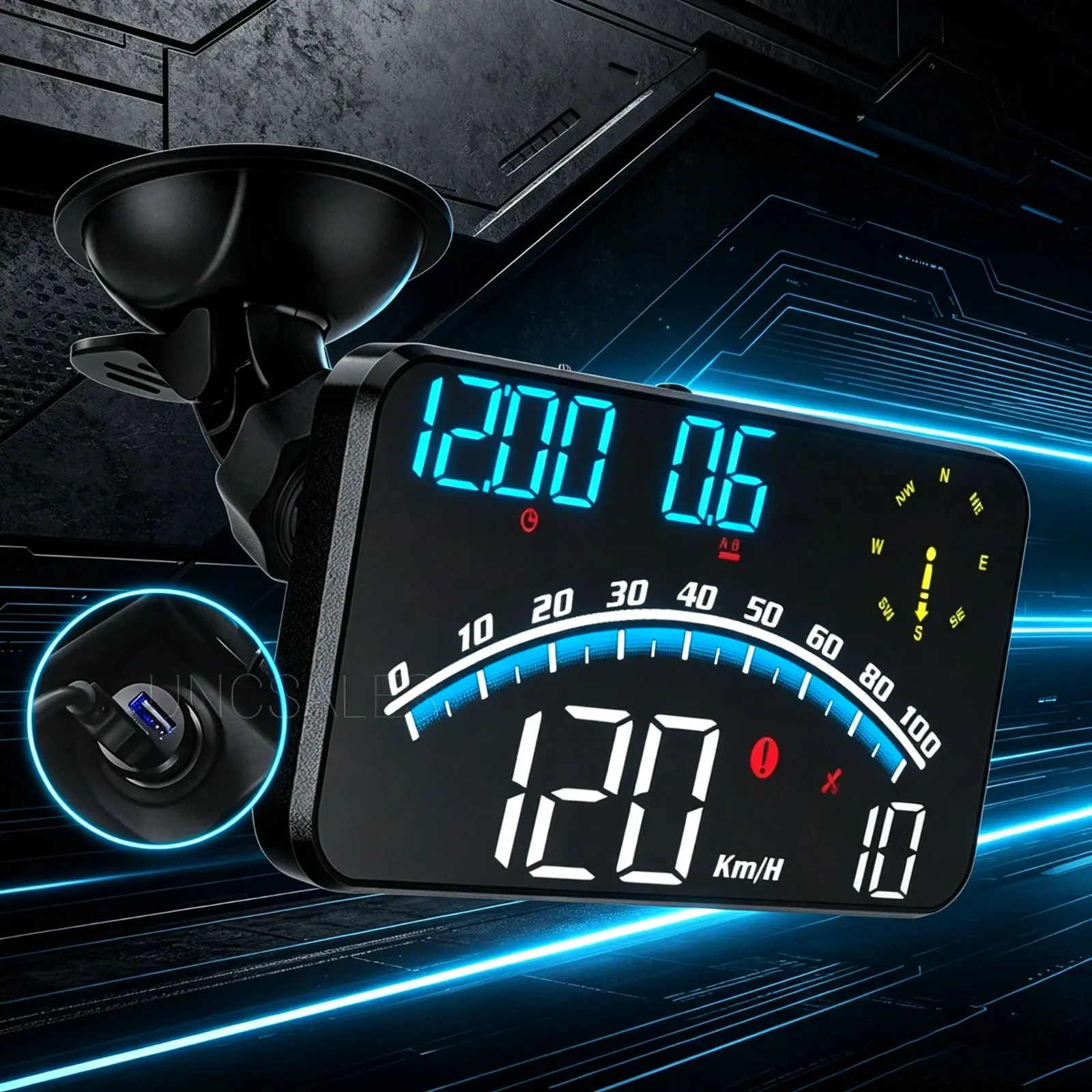 5inch Head Up Display GPS HUD MPH USB Speedometer Car Truck Motorcycle Odometer