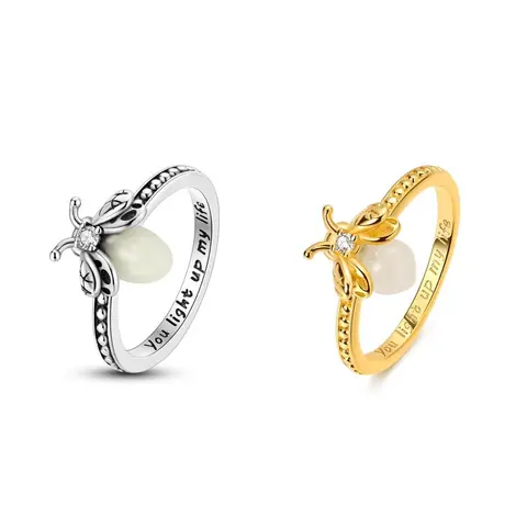 The MULA S925 silver-plated firefly ring, with its elegant and luxurious fluorescent design, is the perfect gift for girls, ladies, and nature lovers. (Zircon-set nature-inspired ring)