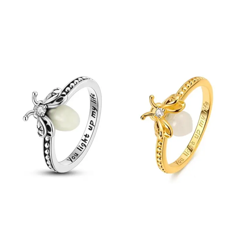 The MULA S925 silver-plated firefly ring, with its elegant and luxurious fluorescent design, is the perfect gift for girls, ladies, and nature lovers. (Zircon-set nature-inspired ring)