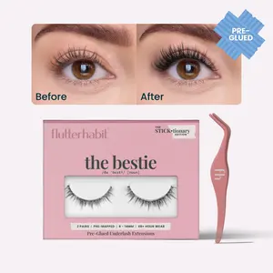 The Stocking Stuffer Starter Bundle - Includes 2 Pairs of Pre-Glued Press On Lash Extensions & Lash Applicator - Choose from Classic C Curl Subtle Cat Eye Style The Bestie or Dramatic C/D Curl Doll Eye Style The Sweetheart®