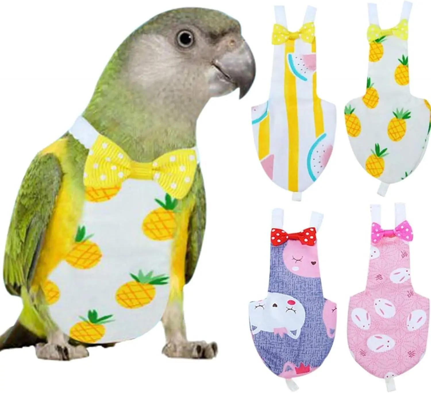 Reusable Bird Diaper Cockatiel Flight Clothes, Parrot Nappy with Waterproof Inner Layer, Cute Pigeon Urine Pants Costume for Conure Macaw African Budgies Sun Parakeet