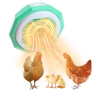 Adjustable Temperature Chicken Coop Heater with Digital Display & Timed Warm Air Lamp for Poultry Farming and Pet Insulation 110V Plug Green Plastic Half Cover