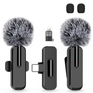 Wireless Microphone for iPhone15, iPad, Android - Mobile Microphone for Video Recording - Suitable for YouTube Podcast Interview, Tik Tok Short Video Shooting, Mini Lavalier Microphone Noise Receiver Audio Bluetooth wireless microphones