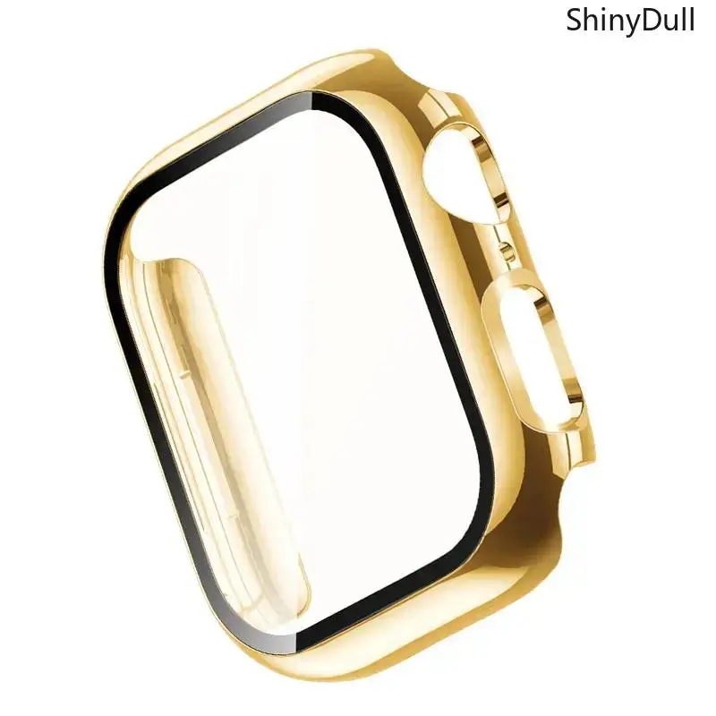 Slim Wearable PC Protective Case with Screen Protector for 40-49mm Sports Stopwatches, Chic Casual Solid Smartwatch Accessories, Gold, Silver, Protective Shield, Polycarbonate (Pc), Pc Material