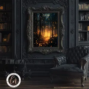 Firefly Magical Forest Poster | Gothic Fantasy Wall Art | Dark Maximalist Decor Unframed