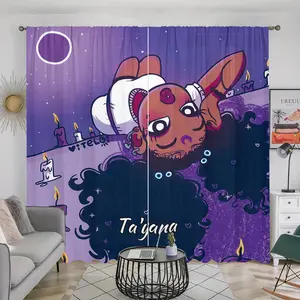 Cartoon Girl Pattern Door Curtain, 2 Counts/set Semi-blackout Door Curtain, Home Decoration Curtain, Home Decor for Living Room Bedroom Study Room
