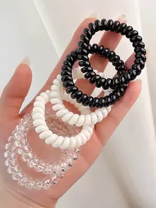 6-Pack Transparent Phone Cord Hair Ties for Women, Scrunchie, High Ponytail Simple No-Trace Design, High Elasticity Suitable for Daily Use & Sports