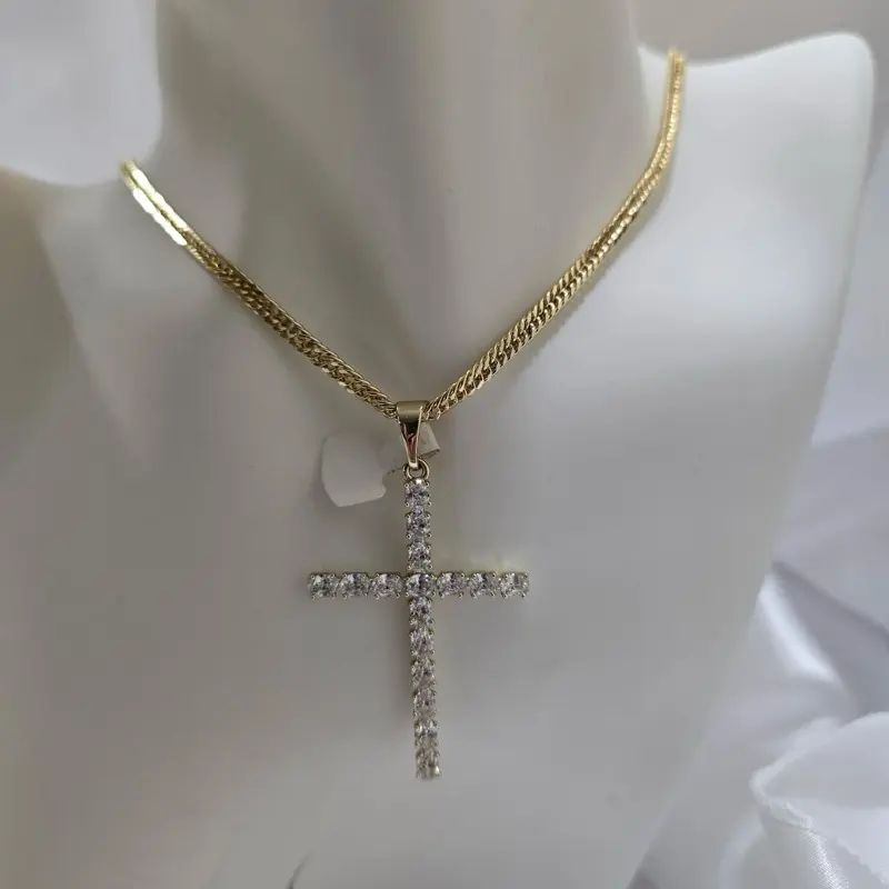 Cadena 745 unisex gold Plated con pendiente de Cruz 955