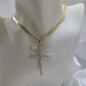 Cadena 745 unisex gold Plated con pendiente de Cruz 955