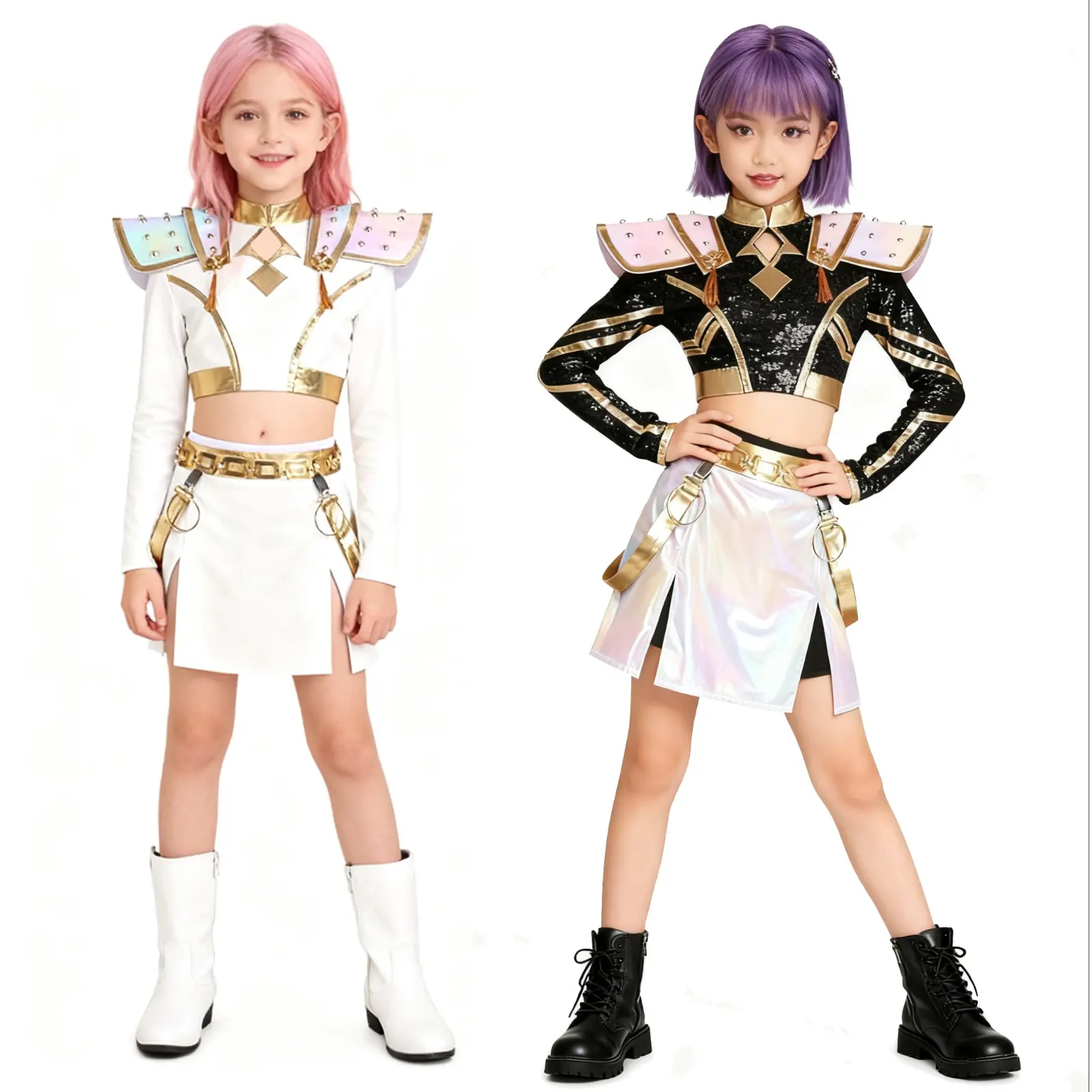 Viral Sparkly KPop Demon Hunters Costume for Girls |     Halloween Anime Cosplay Dance Party Outfit Set for Kids