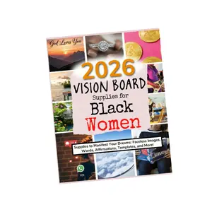 Black Women’s 2026 Vision Board Supplies for Goal Setting - Manifestation Kit with Faceless Images, Words, Affirmation Cards, Templates & More, Paperbook for Inspirational Self-Help Future Shaping