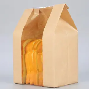 50 count  Paper Loaf Bread Packaging Bags, Large PE Coated Bakery Bags with 50 Stickers,Elegant Packaging for Sourdough Loaf, Cookies, and Baked Gifts,12.6"x8.3"x3.9"