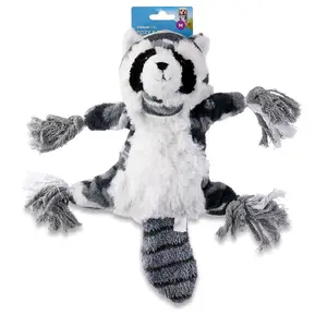 Vibrant Life Fetch Buddy Dog Toy Raccoon Plush Interactive Pet Toy with Tassels for Fetch Games