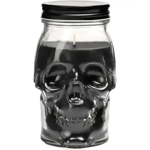 Large Black Gothic Skull Candle Scary Halloween Decorations for Home Table Bar Indoor Room