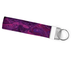 Purple Swirl Handmade Keychain Wristlet with Metal Key Ring 6 Inch Length for Car Keys Stylish and Elegant Accessory