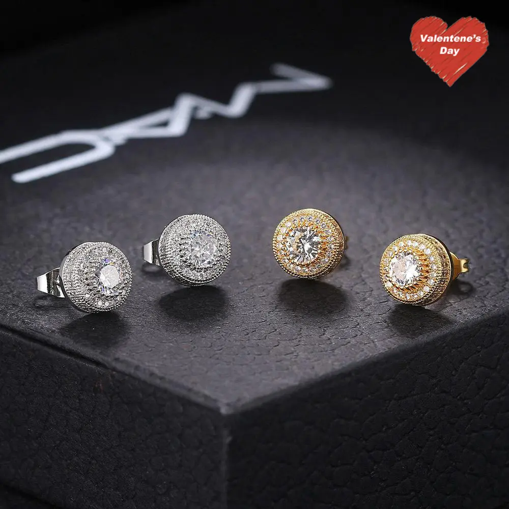 3A+ Zircon Men's Earrings Gemstone, Stainless Steel Fade-Resistant, Unisex, Comes With Gift Box Thick Studs