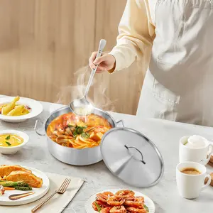 TikTokShopBlackFriday 11 Qt Stock Pot,Stainless Steel Large Kitchen Soup Cookware with Glass Lid,Lightweight Cooking Pot for Stew, Simmering, Soup, Commercial Home Practical Cooking Cookware