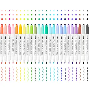 NiArt Dual Tip DOT Marker Pens - 24 Vibrant Colors with Fine Fiber and Round DOT Tips for Art, Coloring, Journaling, Hand Lettering, Sketching, Anime, Illustrating, Technical Drawing and More