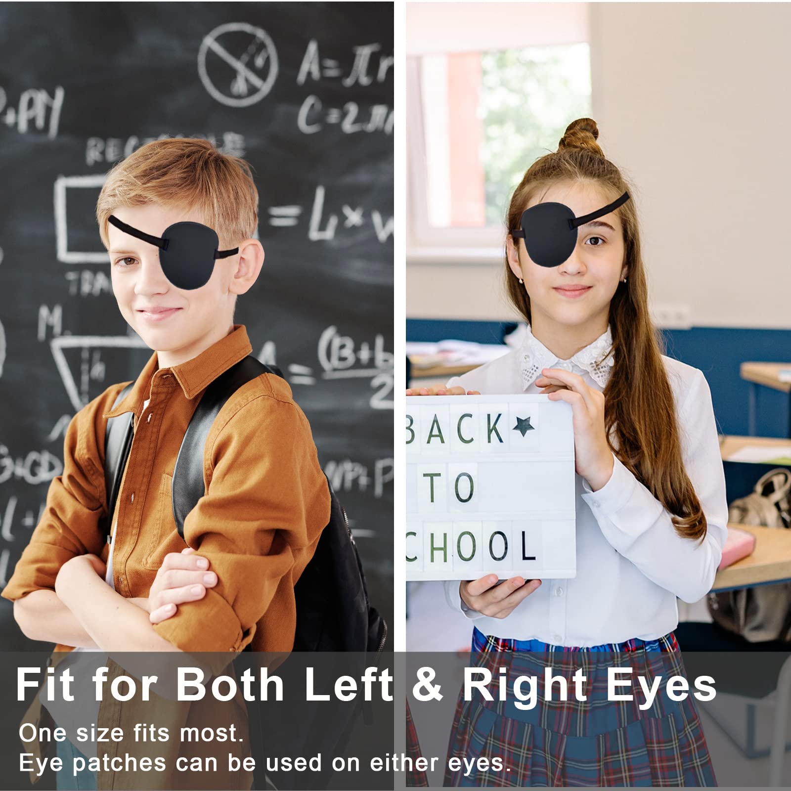 Adjustable Eye Patch (2 Pack) - Breathable Medical Eye Patch for Amblyopia & Lazy Eye Treatment, Left/Right Eye Occlusion, Comfortable for Kids and Adults, Black