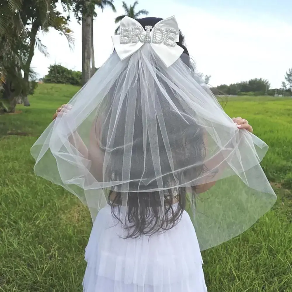Bride Bow Veil Bachelorette Hen Party Bridal Shower Rhinestone Bow Bride To Be Beach Wedding Decoration Bridesmaid Proposal Gift