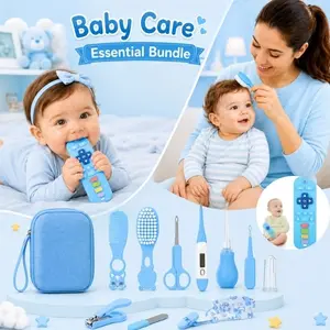 Newborn Baby Care Bundle 2 in 1 – Silicone TV Remote Teether + Complete Grooming Kit Soothing Teething Toy & Infant Healthcare Set with Brush, Comb & Nail Clippers Baby Gift Essentials (3–18M)