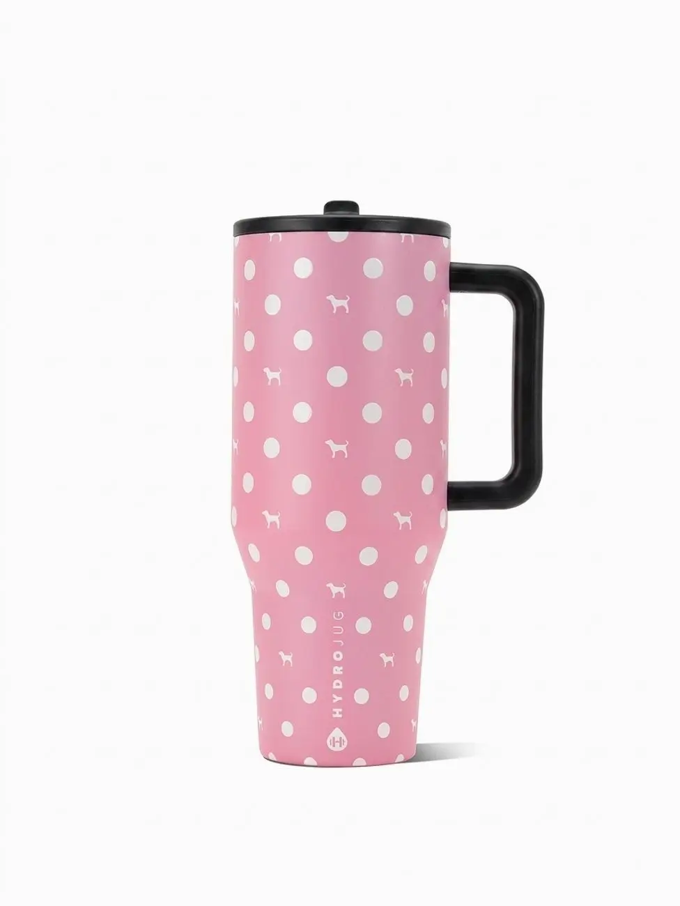 PINK x HydroJug 40oz Traveler Water Bottle Pink Dot Dog Limited Edition, 40 Oz Traveler , Leak-Proof Insulated Tumbler with Flip Straw & Cup Holder Fit Flasks Lid Drinkware Leakproof Tumbler