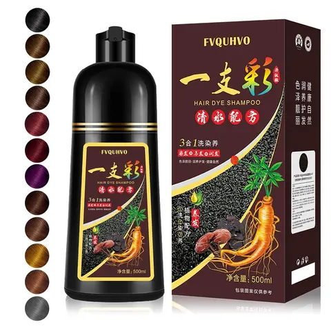 Unisex 500ml Natural Herbal Black Hair Shampoo - 3-in-1 Instant Formula, 99.99% Gray Hair Coverage, Plant-Based Dye, Multiple Colors Available, Haircare Product, Natural Herbal Shampoo