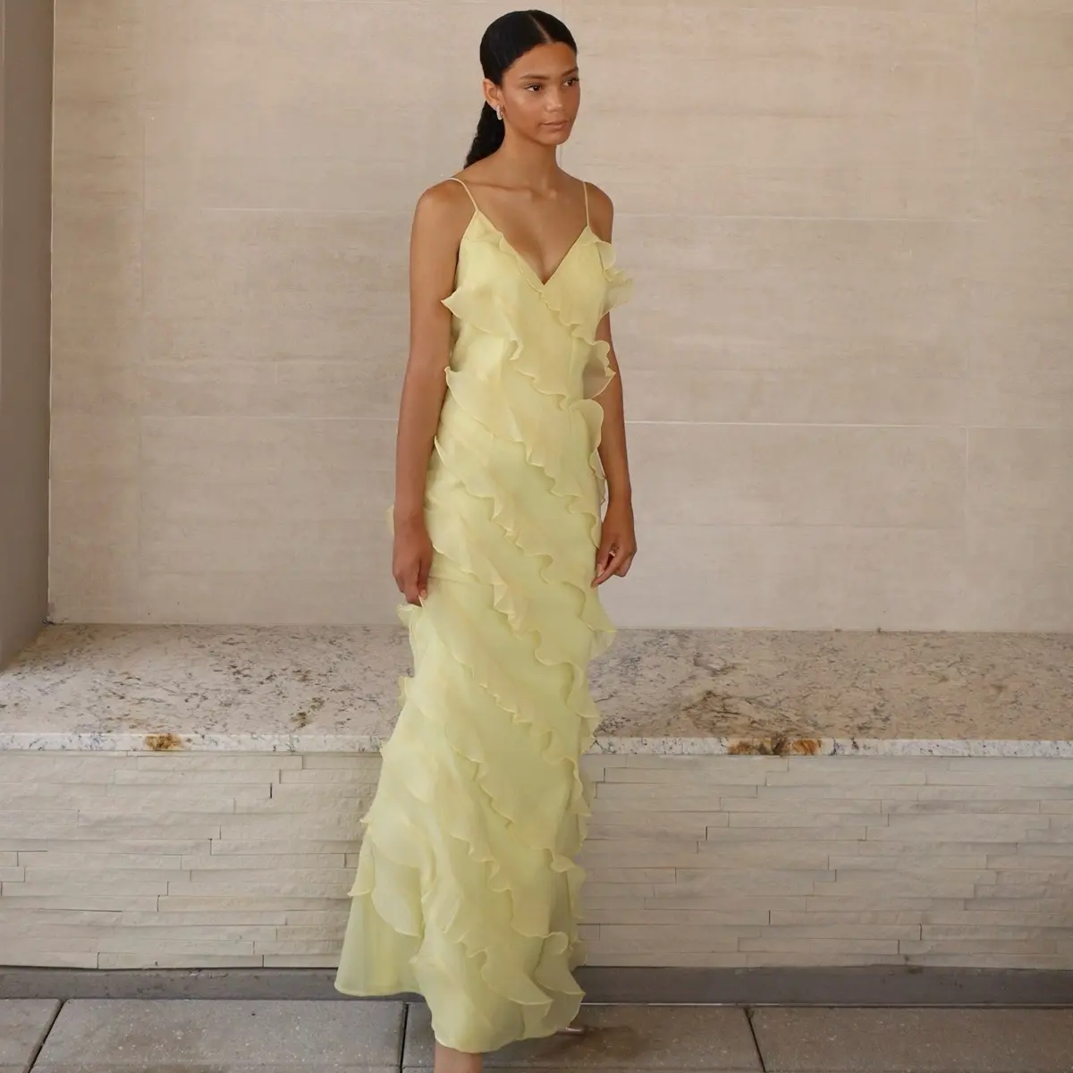 Yellow Ruffle Dress for Women - Casual Womenswear - TikTok Shop