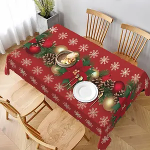 Merry Christmas Themed Tablecloth, 1 Count Holiday Party Tablecloth, Festive Decorations, Home Decoration, Party Supplies, Gift Ideas