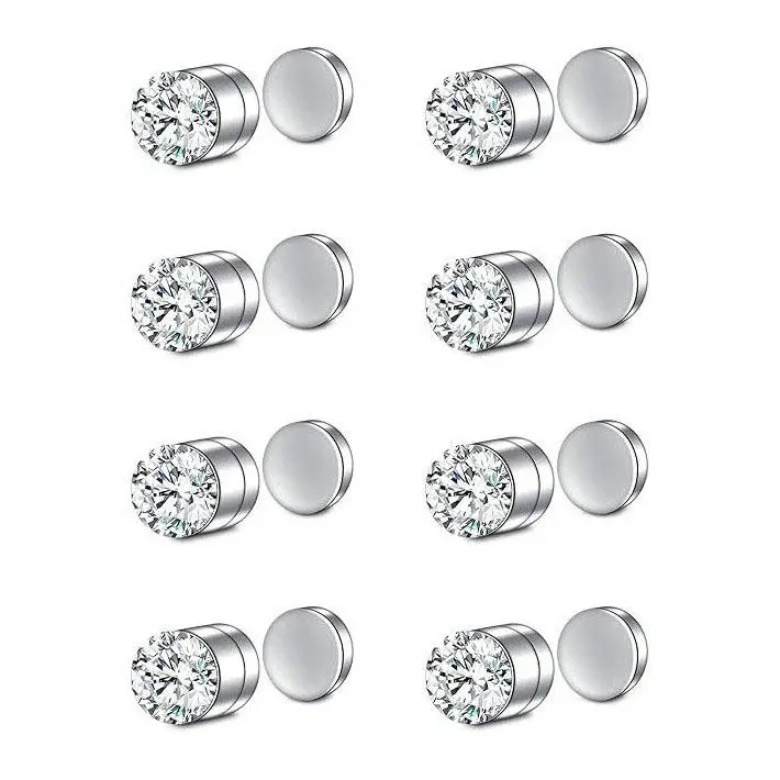 Non-Piercings Magnetic Fake Nose Rings Studs, Punk Style Magnetic Nose Stud Clip On Lip Ear Non Pierced Jewelry for Women Men Silvery Black Golden 3mm