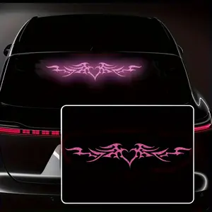 Gothic Style Heart Shape and Wing High Intensity Reflective Car Sticker for Car Front and Rear Window Glass Bumper Body Decoration, Night Driving Safety Warning Reflector Sign Fashion Vinyl Self-adhesive Decal Sticker for Cars Valentine's Day Gift